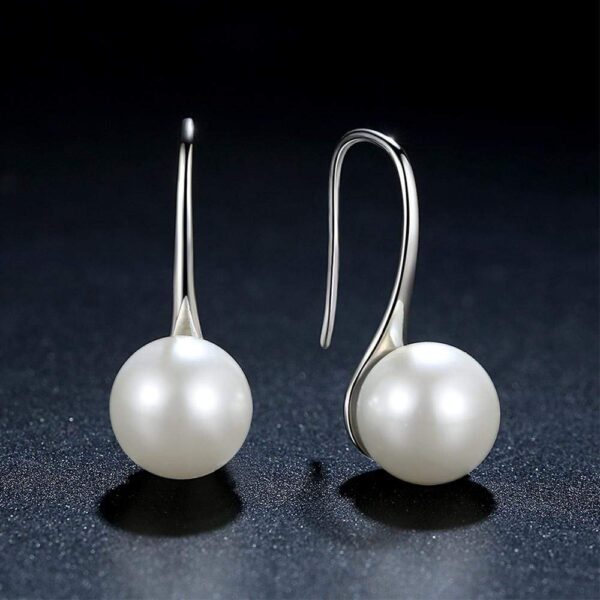 Solid 925 Sterling Silver Pearl Drop Earrings - Image 2