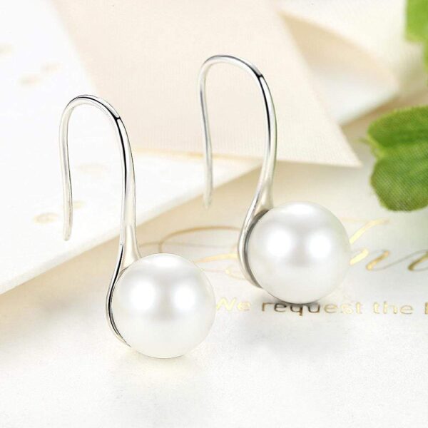 Solid 925 Sterling Silver Pearl Drop Earrings - Image 4
