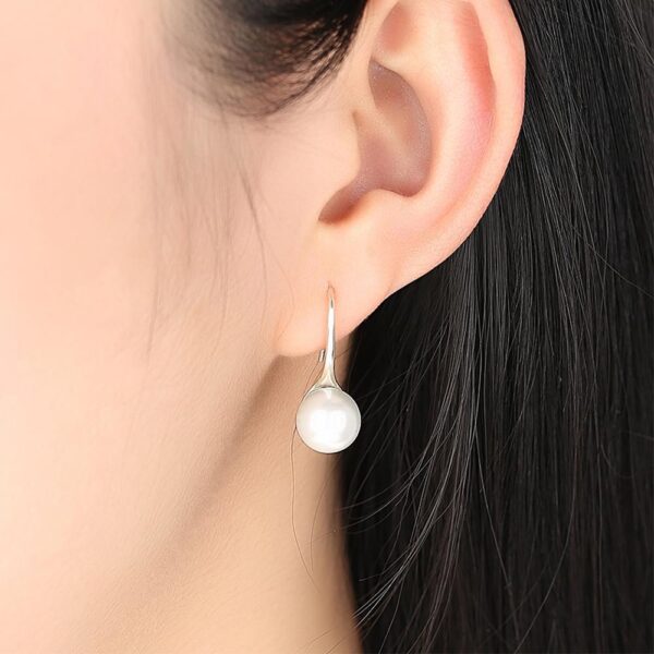 Solid 925 Sterling Silver Pearl Drop Earrings - Image 5