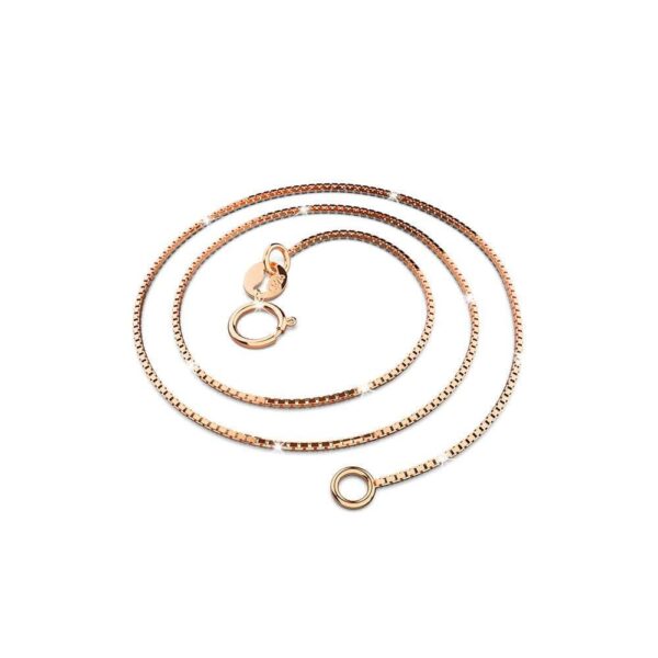 Solid 925 Sterling Silver Box Chain Necklace in Rose Gold Layered - Image 2