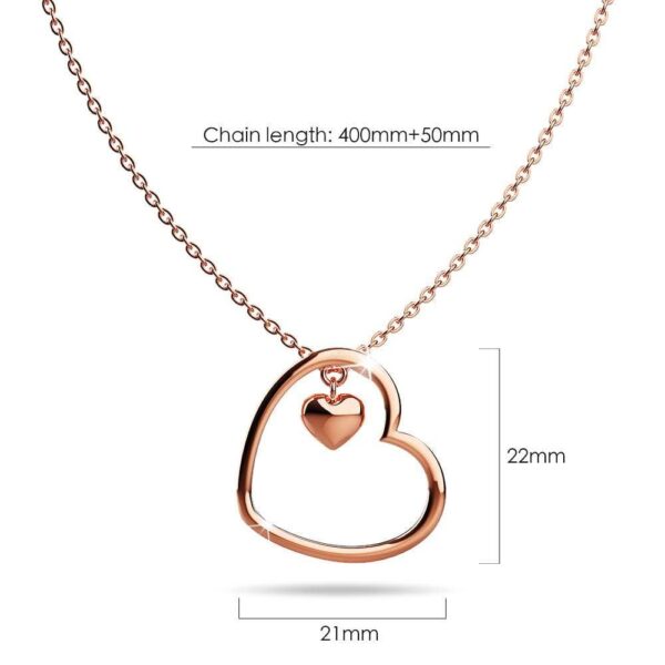 Solid 925 Sterling Silver Rose Gold Filled Joined Heart-Shaped Pendant Necklace - Image 5