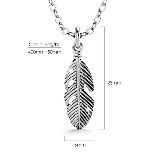 Solid 925 Sterling Silver Antique Feather Pendant - Image 3
