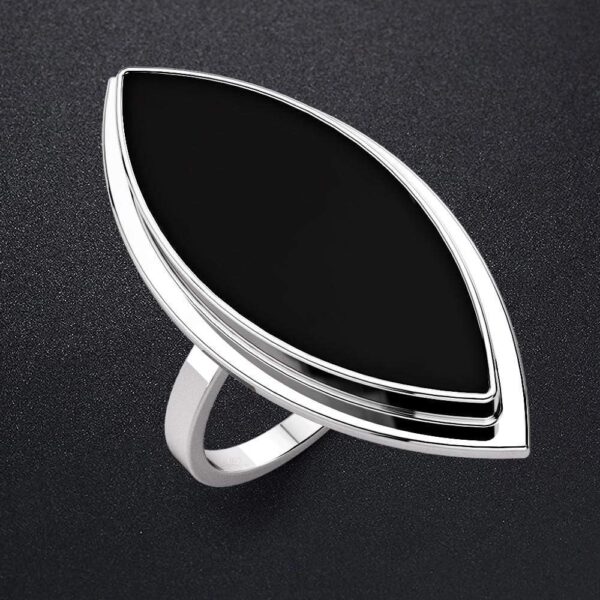 Solid 925 Sterling Silver Handmade Black Agate Ring - Image 2