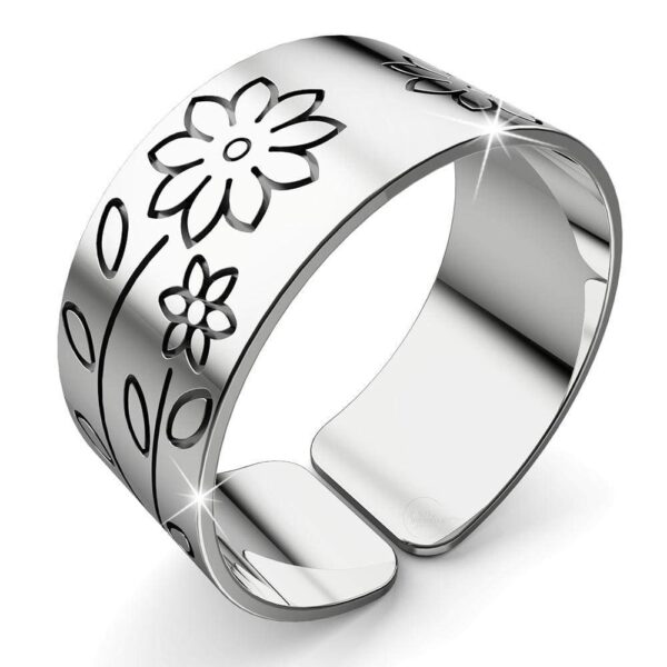 Solid 925 Sterling Silver Antique Floral Engrave Ring