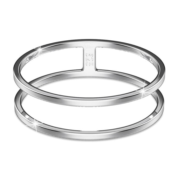 Solid 925 Sterling Silver Double Hoops Chic Ring