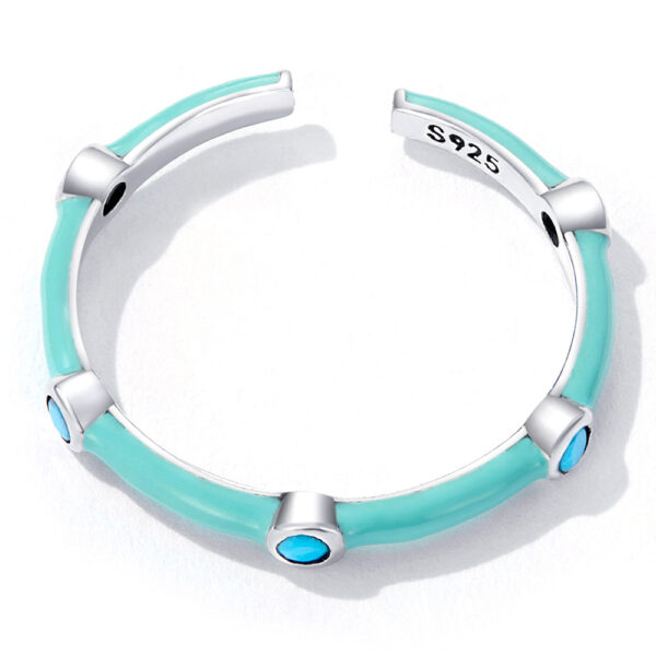 Solid 925 Sterling Silver Blue Caterpillar Ring - Image 4