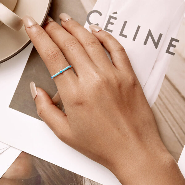 Solid 925 Sterling Silver Blue Caterpillar Ring - Image 5