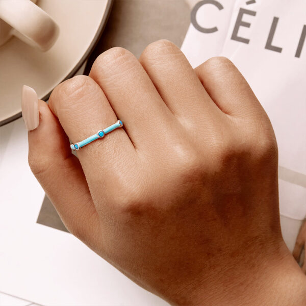Solid 925 Sterling Silver Blue Caterpillar Ring - Image 6