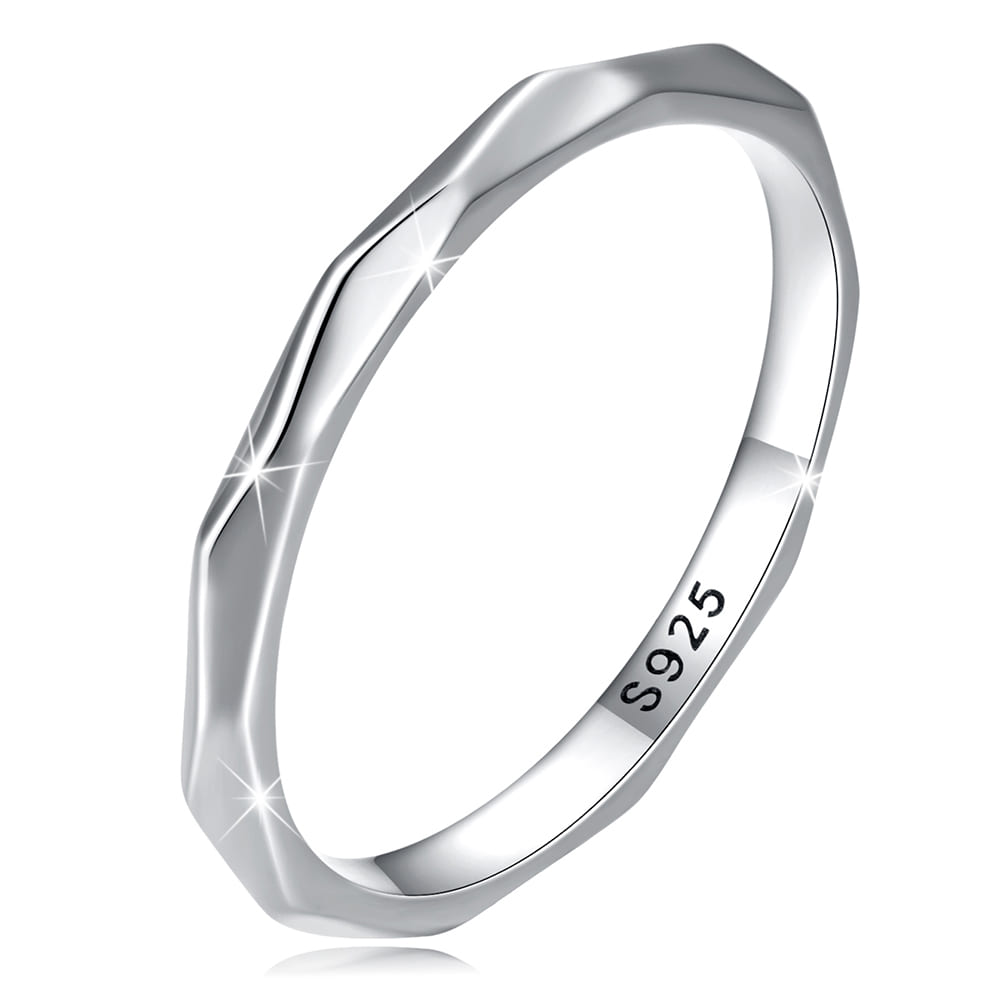 Solid 925 Signature Silver Geometric Slim Ring