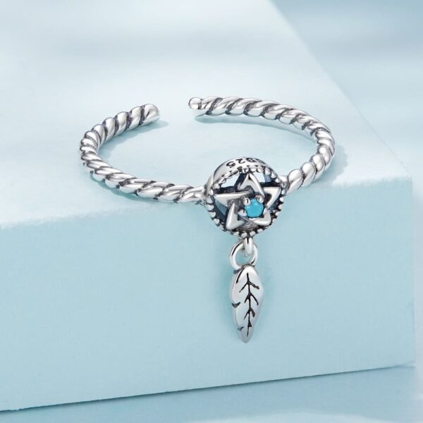 Solid 925 Signature Silver Pentagram Charm Ring - Image 2