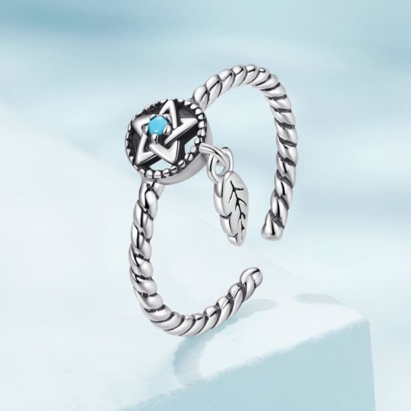 Solid 925 Signature Silver Pentagram Charm Ring - Image 3