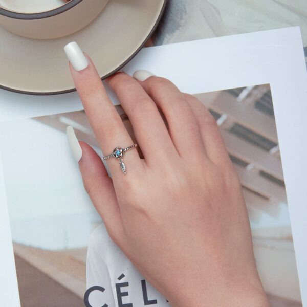 Solid 925 Signature Silver Pentagram Charm Ring - Image 4