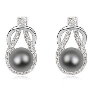 Pearl Drop Earrings Tahitian Embellished with SWAROVSKI® Crystal Pearls