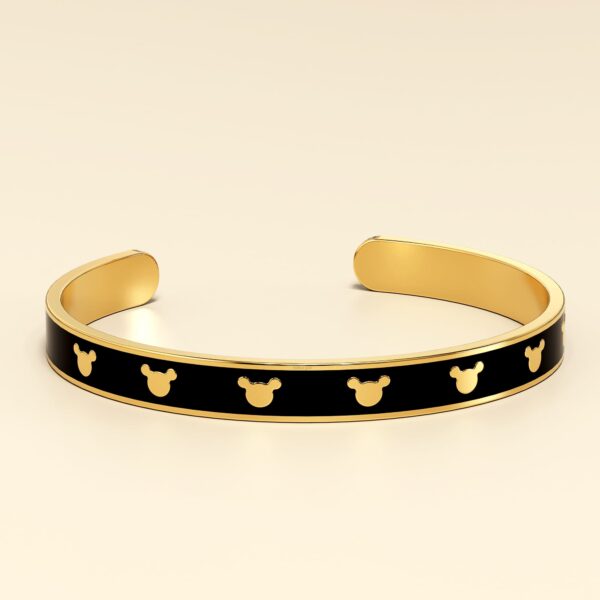Mickey Mini Enamel Cuff Bangle Black Gold - Image 3