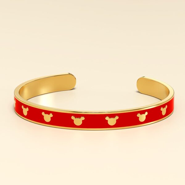 Mickey Mini Enamel Cuff Bangle Red Gold - Image 3