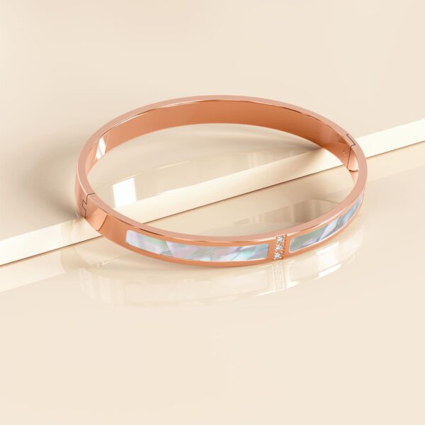 Modest Hinged Bangle in Rose Gold Layered Stainless Steel - Image 2