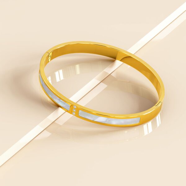 Modest Hinged Bangle in Gold Layered Stainless Steel - Image 2