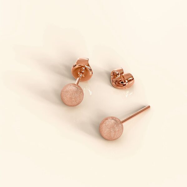 Shiny Ball Stud Rose Gold Layered Earrings - Image 2