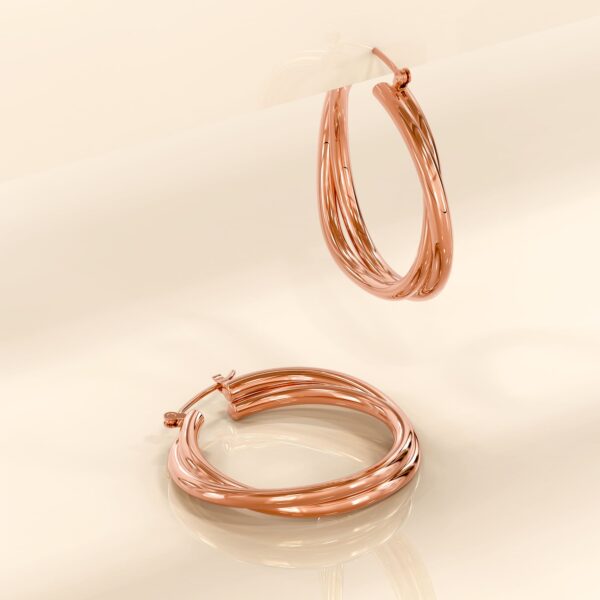 Subtle Hoop Rose Gold Layered Earrings - Image 2