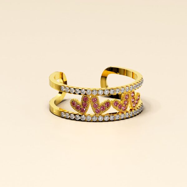 Gold Layered Red V Luxe Adjustable Ring - Image 3