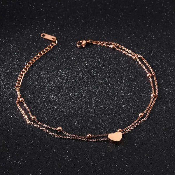 One Heart Double Strand Anklet - Image 2