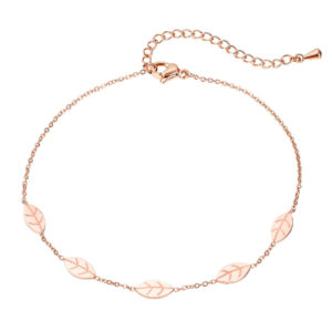 Falling Leaves Chain Anklet in Rose Gold Layered Steel Jewellery