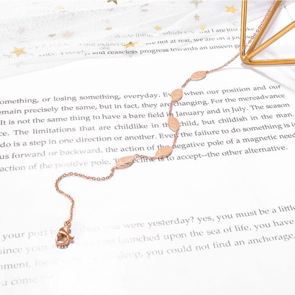 Falling Leaves Chain Anklet in Rose Gold Layered Steel Jewellery - Image 7