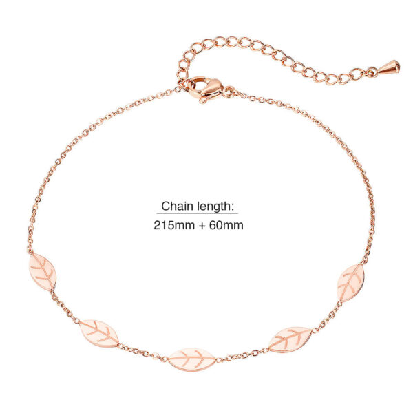 Falling Leaves Chain Anklet in Rose Gold Layered Steel Jewellery - Image 9