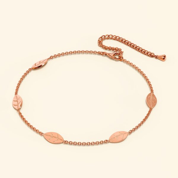 Falling Leaves Chain Anklet in Rose Gold Layered Steel Jewellery - Image 3