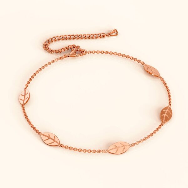 Falling Leaves Chain Anklet in Rose Gold Layered Steel Jewellery - Image 4