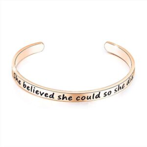 Inspirational Inscription Cuff Bangle in Rose Gold Layered Steel Jewellery