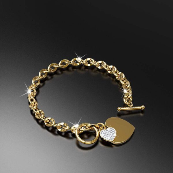 Diamond cut Belcher Chain T-lock Toggle Bracelet in Gold Layered Steel Jewellery - Image 3