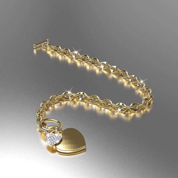 Diamond cut Belcher Chain T-lock Toggle Bracelet in Gold Layered Steel Jewellery - Image 4