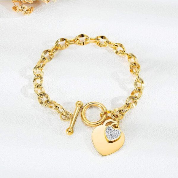 Diamond cut Belcher Chain T-lock Toggle Bracelet in Gold Layered Steel Jewellery - Image 5