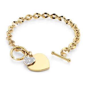 Diamond cut Belcher Chain T-lock Toggle Bracelet in Gold Layered Steel Jewellery
