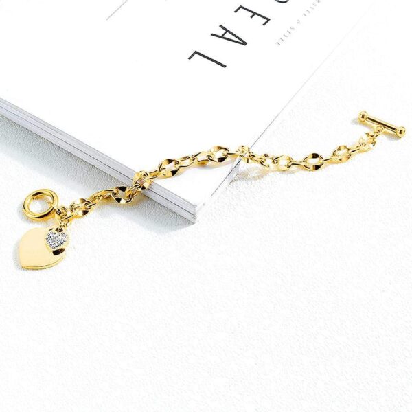 Diamond cut Belcher Chain T-lock Toggle Bracelet in Gold Layered Steel Jewellery - Image 7