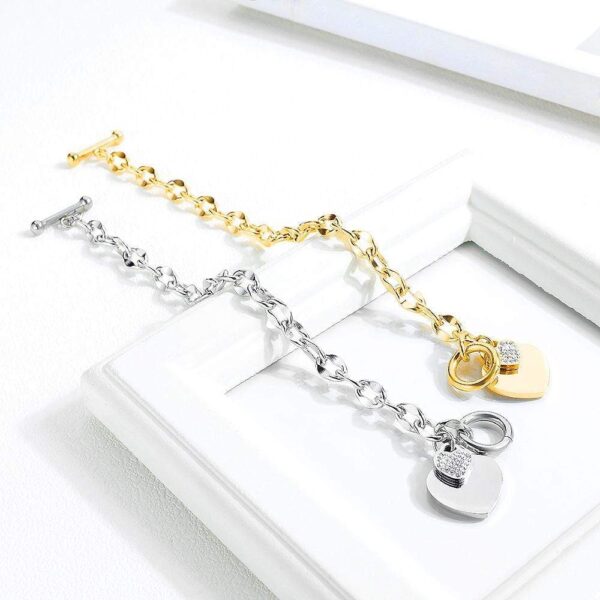Diamond cut Belcher Chain T-lock Toggle Bracelet in Gold Layered Steel Jewellery - Image 8