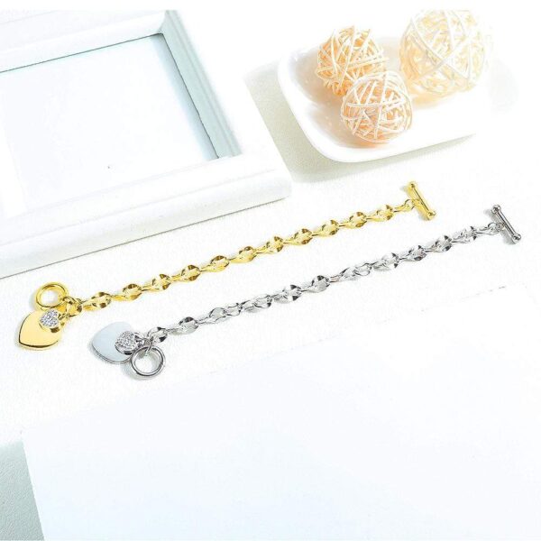 Diamond cut Belcher Chain T-lock Toggle Bracelet in Gold Layered Steel Jewellery - Image 9
