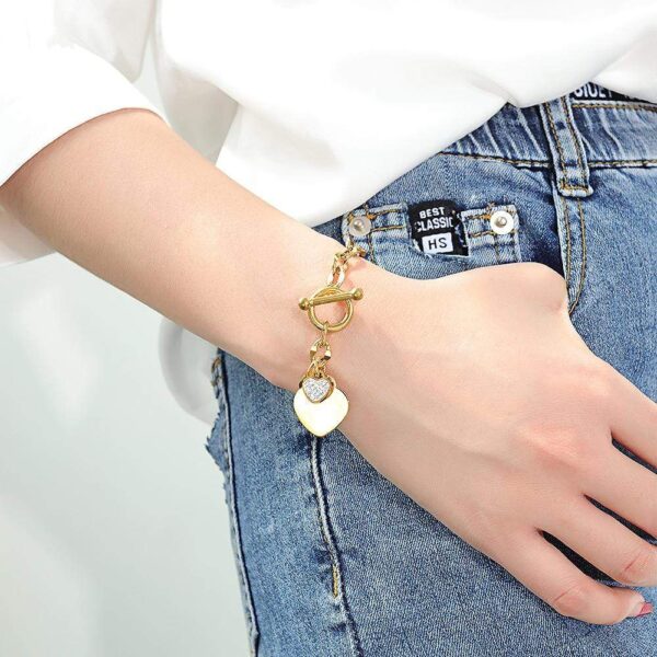 Diamond cut Belcher Chain T-lock Toggle Bracelet in Gold Layered Steel Jewellery - Image 10
