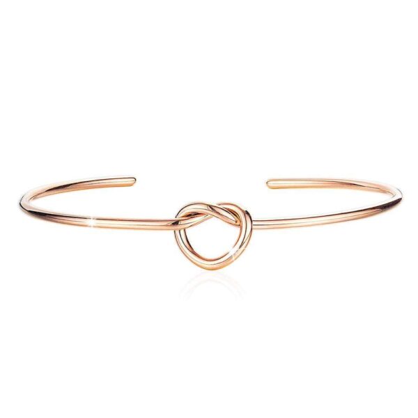 Single Knotted Tie Promise Open Cuff Bangle in Rose Gold Layered Steel Jewellery