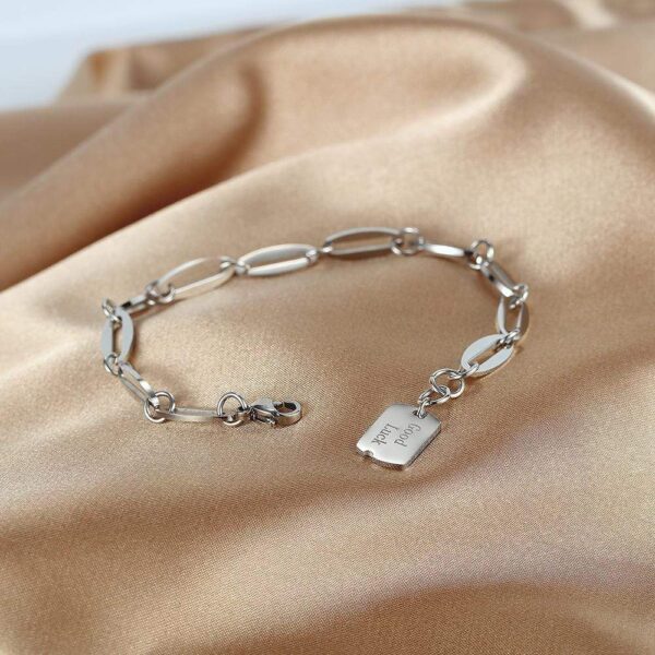 Good Luck Chain Bracelet in White Gold Layered Steel Jewellery - Image 3