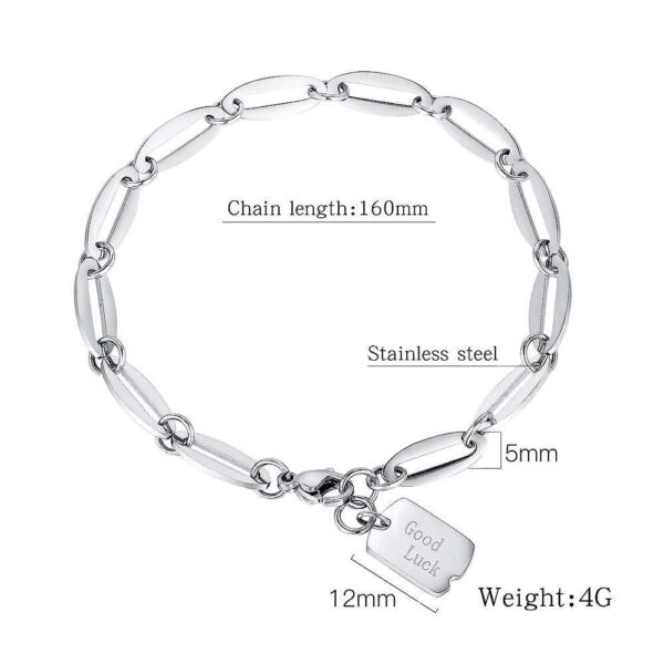 Good Luck Chain Bracelet in White Gold Layered Steel Jewellery - Image 5