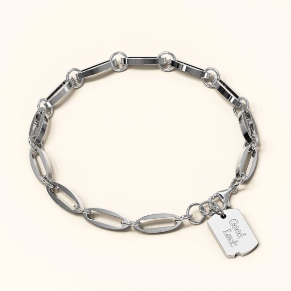 Good Luck Chain Bracelet in White Gold Layered Steel Jewellery - Image 2