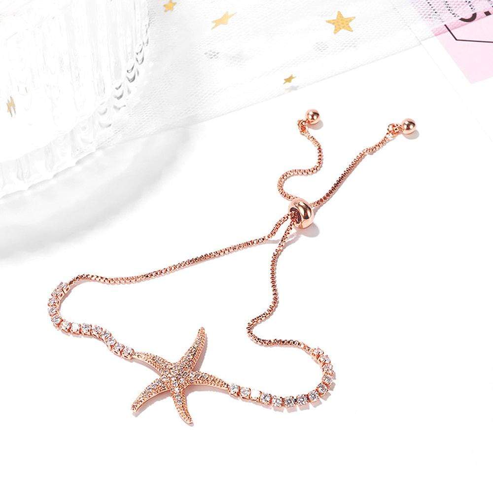Starfish Slider Bracelet with Created Diamond in Rose Gold Layered Steel Jewellery - Image 3