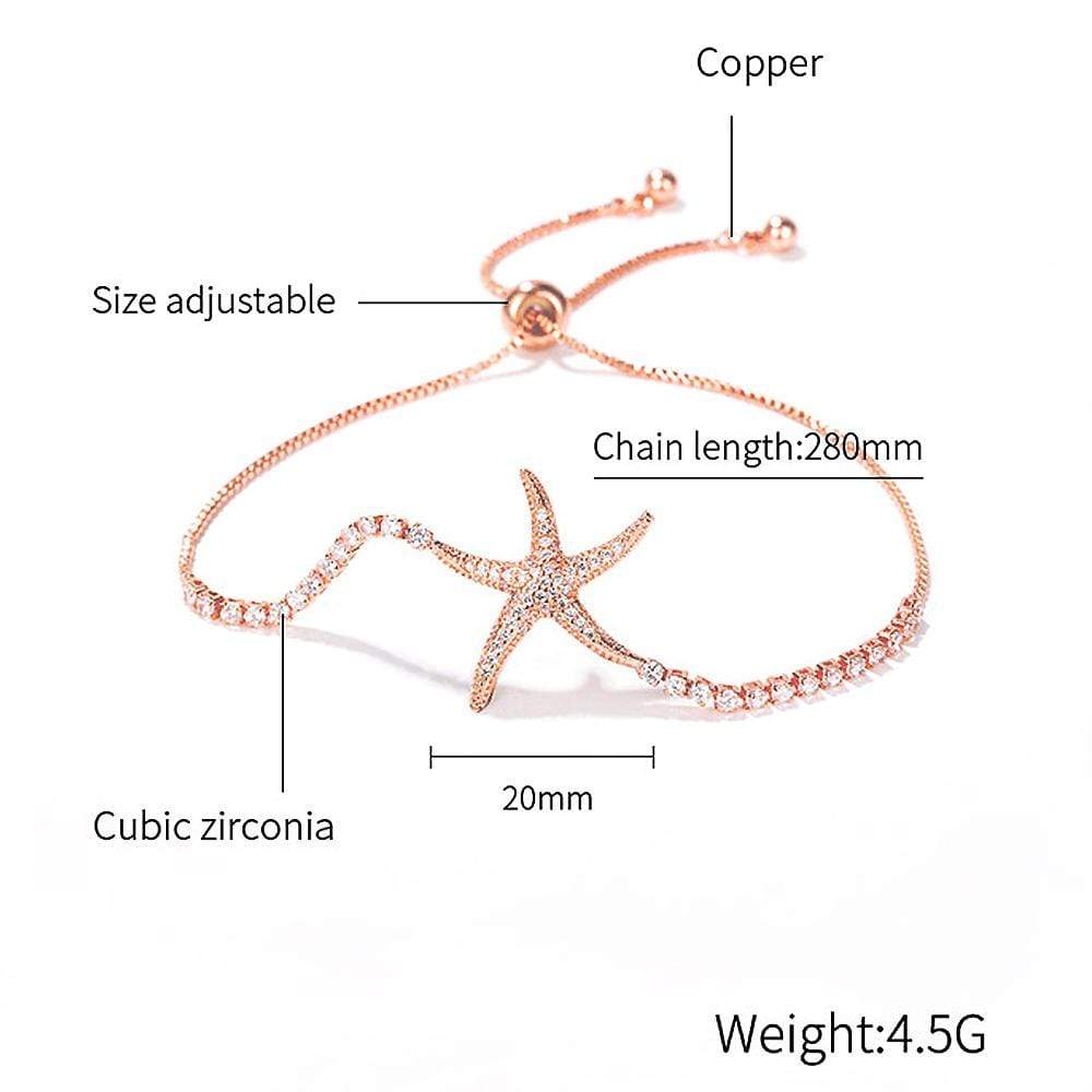 Starfish Slider Bracelet with Created Diamond in Rose Gold Layered Steel Jewellery - Image 7