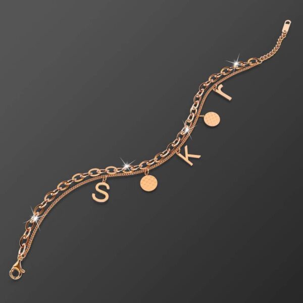 Charm Letter S K R in Rose Gold Layered Steel Jewellery - Image 3