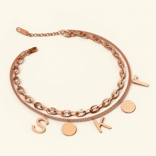 Charm Letter S K R in Rose Gold Layered Steel Jewellery - Image 2