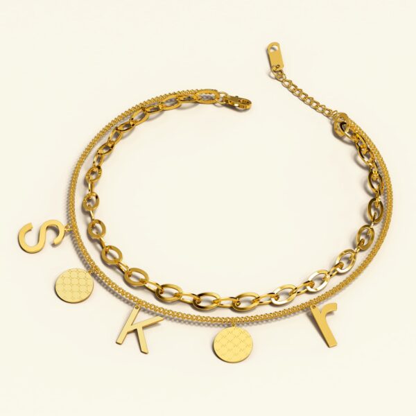 Charm Letter S K R in Gold Layered Steel Jewellery - Image 2