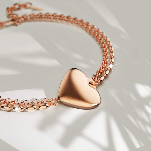Heart-Shaped Charm Bracelet in Rose Gold Layered Stainless Steel - Image 3