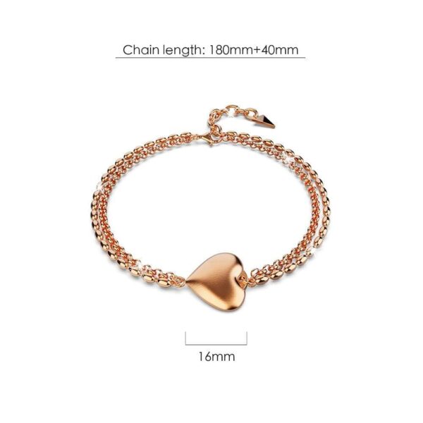 Heart-Shaped Charm Bracelet in Rose Gold Layered Stainless Steel - Image 4